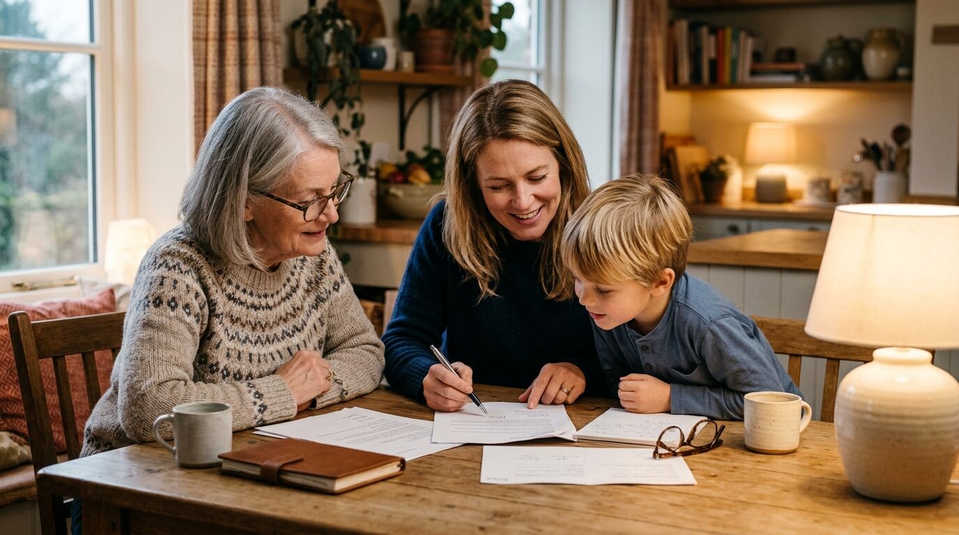 A family reviewing a plan for creating generational wealth with life insurance