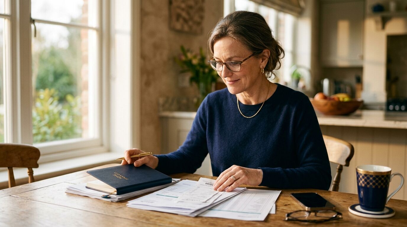 Whole life policy loan flexible repayment, a person reviewing household finances at a kitchen table